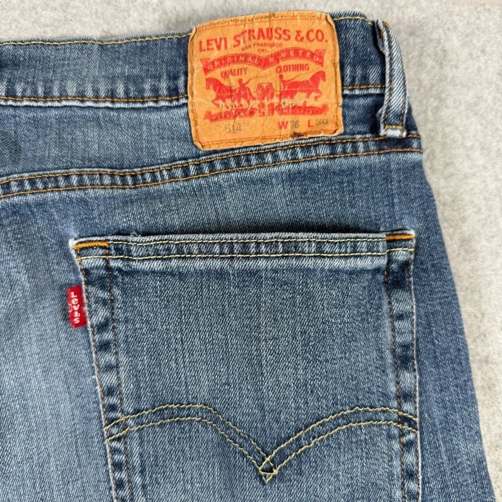 Levis 514 Straight Fit Mens Jeans W36 L30 Medium Wash Blue Denim Pants